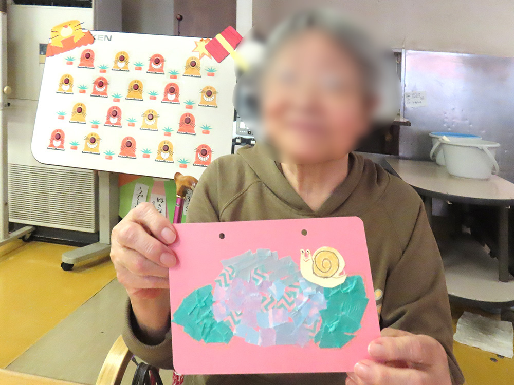 デイサービス 物づくりレク 「あじさいの花」☔