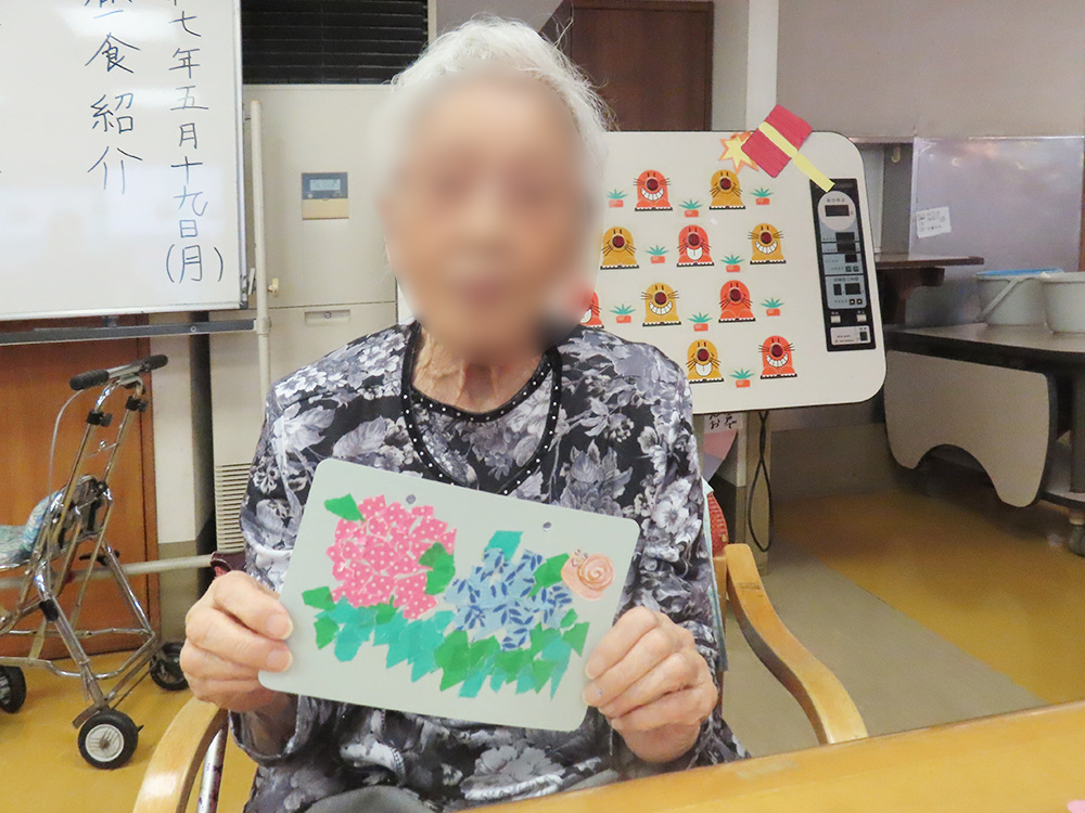 デイサービス 物づくりレク 「あじさいの花」☔